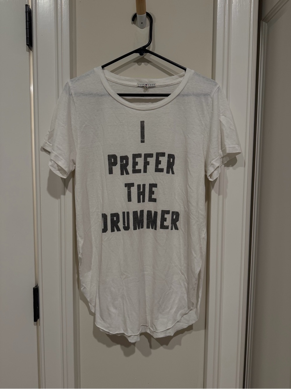 White Graphic Tee "I Prefer The Drummer"